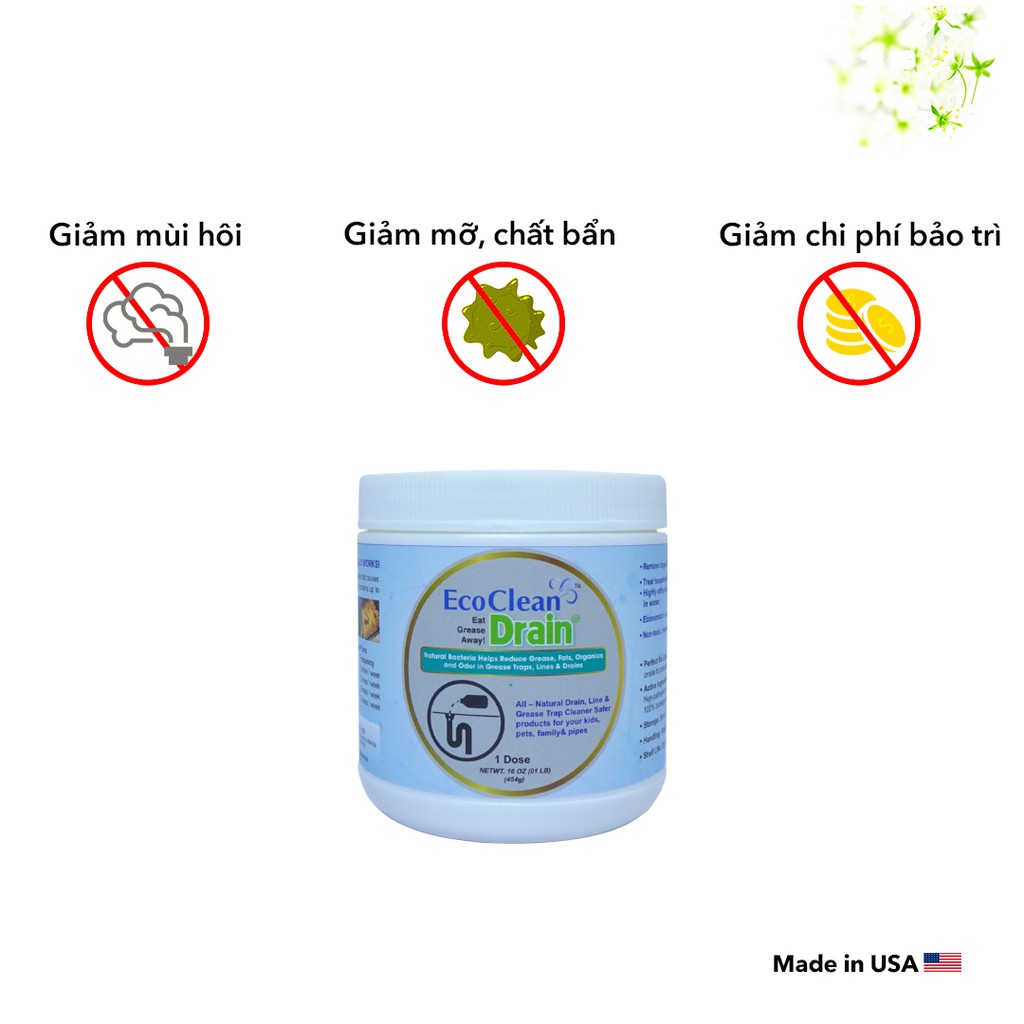 Vi Sinh Ăn Mỡ EcoDrain - KPT CHEM - Hỗ Trợ Phân Hủy Mỡ, Giảm Thông Tắc Đường Ống