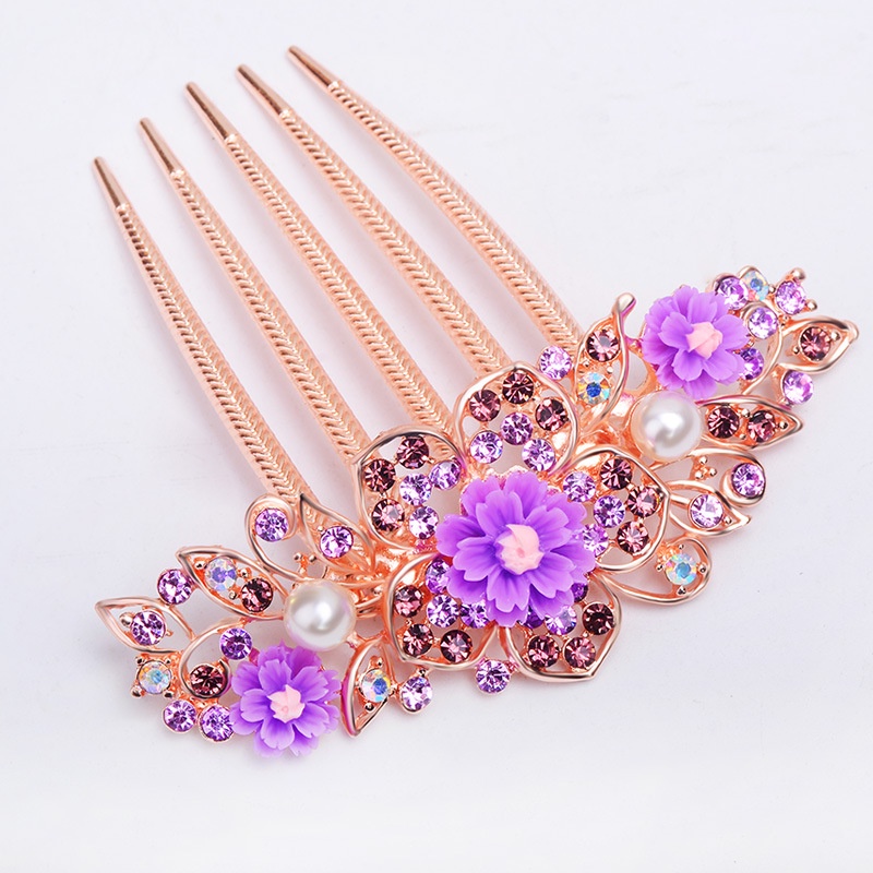 Lược Cài Tóc Hình Hoa Đính Đá Sang Trọng Cho Cô Dâu