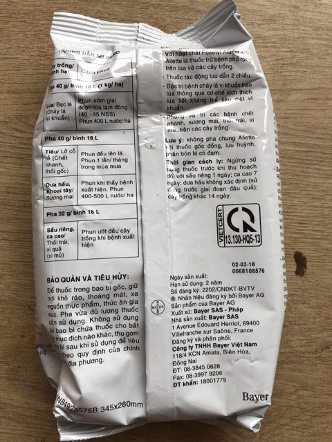 Sản phẩm trừ chết cây, thối rễ Bayer: Aliette 500 gam