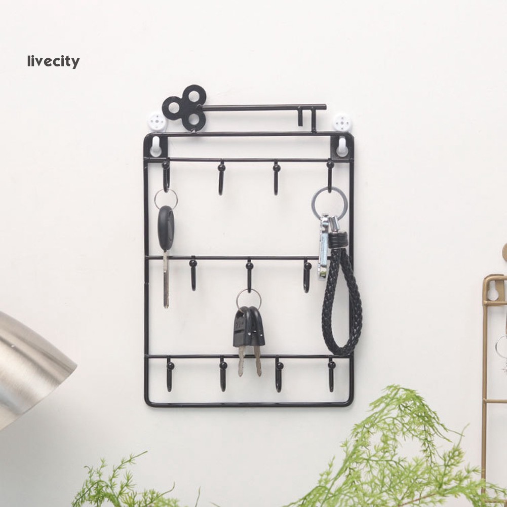Giá Đỡ Treo Chìa Khóa / Nón 11 Móc Bằng Sắt Gắn Tường Trang Trí Nhà Cửa