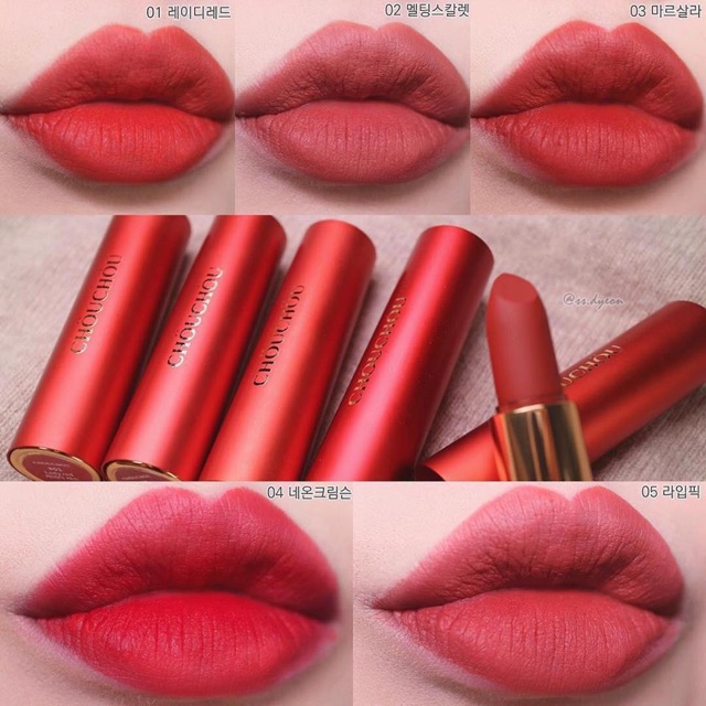 Son chou chou matte lipstick bản vỏ đỏ mùa giáng sinh siêu đẹp