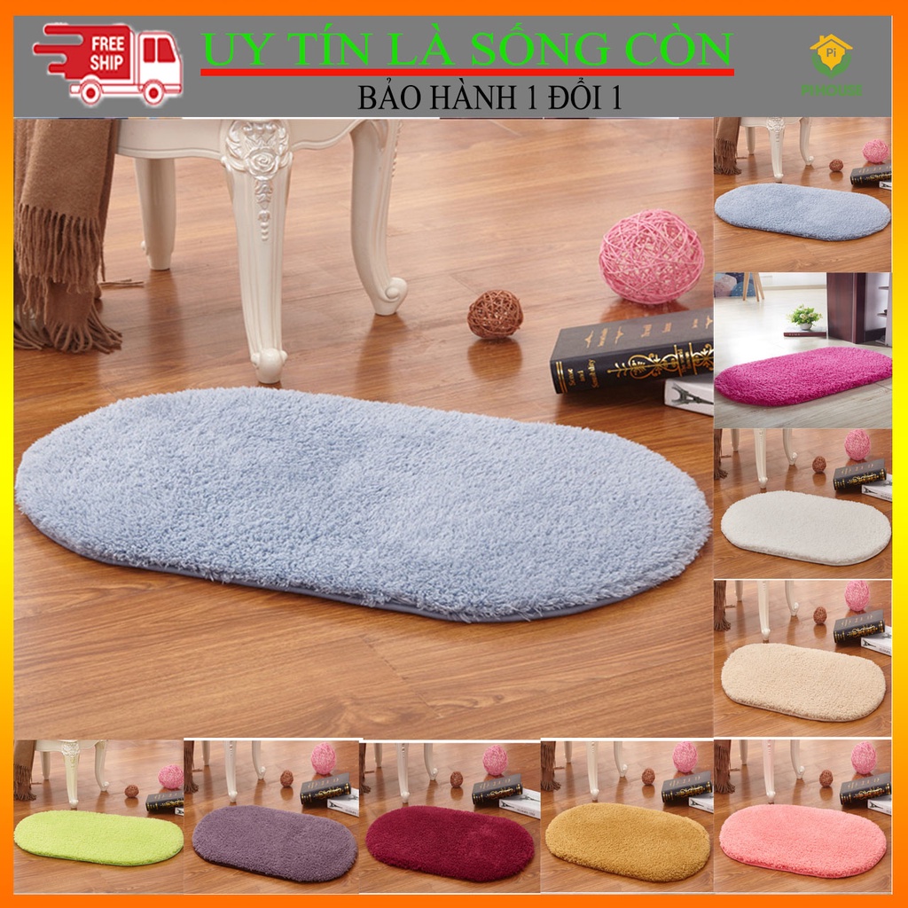 Thảm chùi chân hình ovan lông mềm thấm hút cực tốt dùng trong nhà tắm, nhà vệ sinh