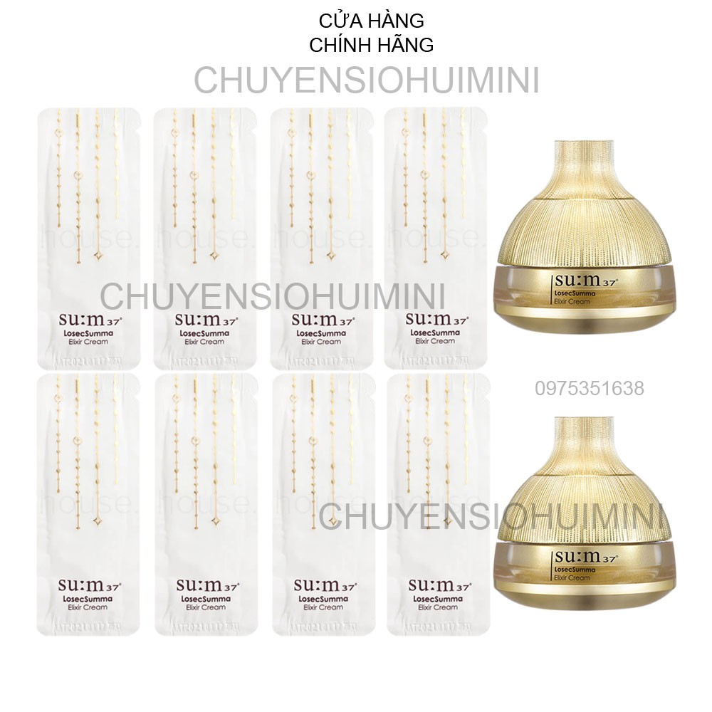 Gói sample kem dưỡng tái sinh Sum37 Losec Summa Elixir Cream cho da sáng mịn săn chắc.