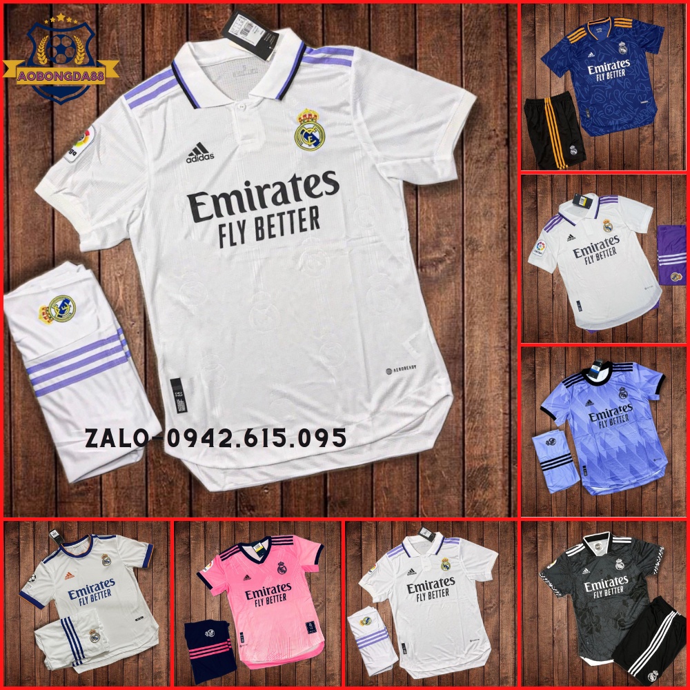 Áo bóng đá CLB Real Madrid mùa giải 2022/2023 Bản chuẩn mẫu thi đấu - Áo đá banh vải gai lưới Thái Lan thoáng mát