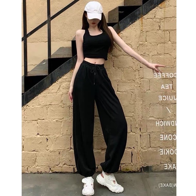 Quần jogger nữ LÓT NỈ dài ống rộng phong cách Ulzzang bo gấu chất thun trẻ trung QJ220