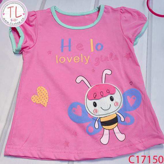 Thời trang trẻ em - Bộ áo quần thun lửng cho bé gái hình chú ong - Quần áo bé gái - Bộ bé gái
