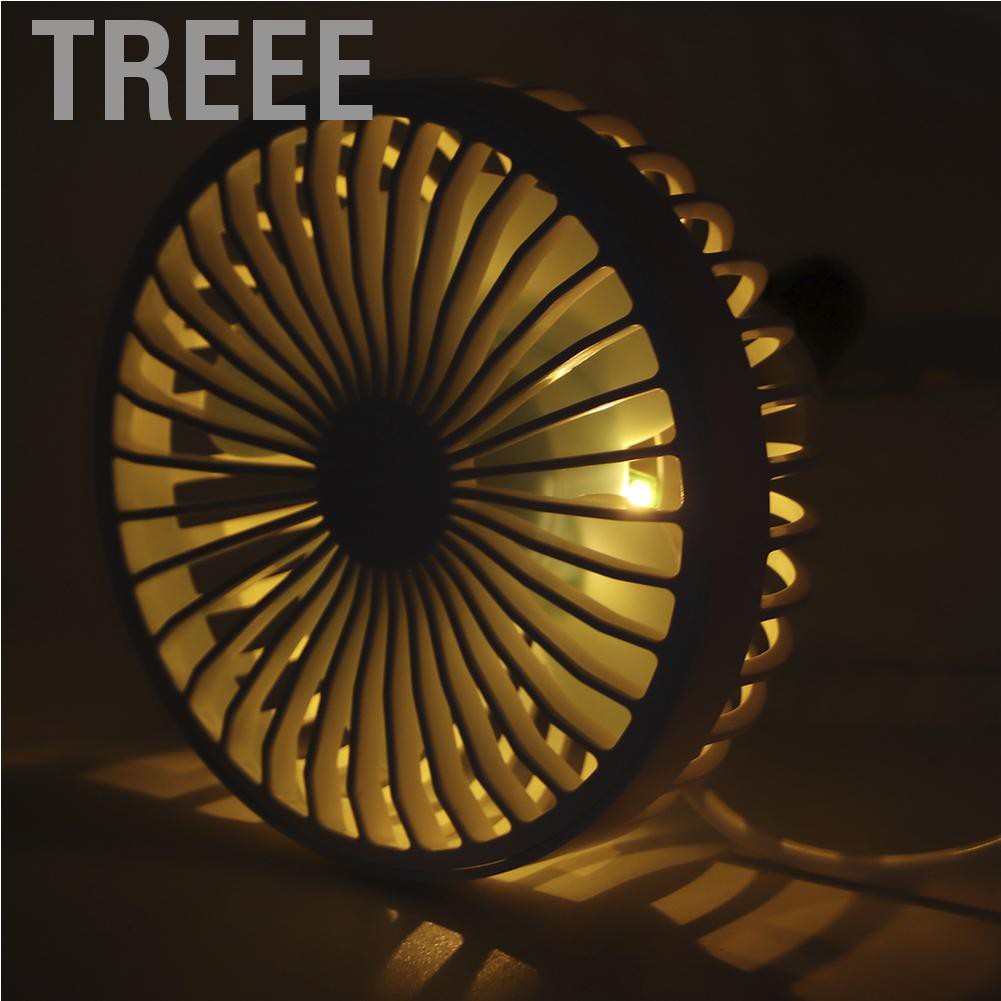 Quạt Thông Gió Treee 5v 5w 360 Độ Có Đèn Led Cho Xe Hơi