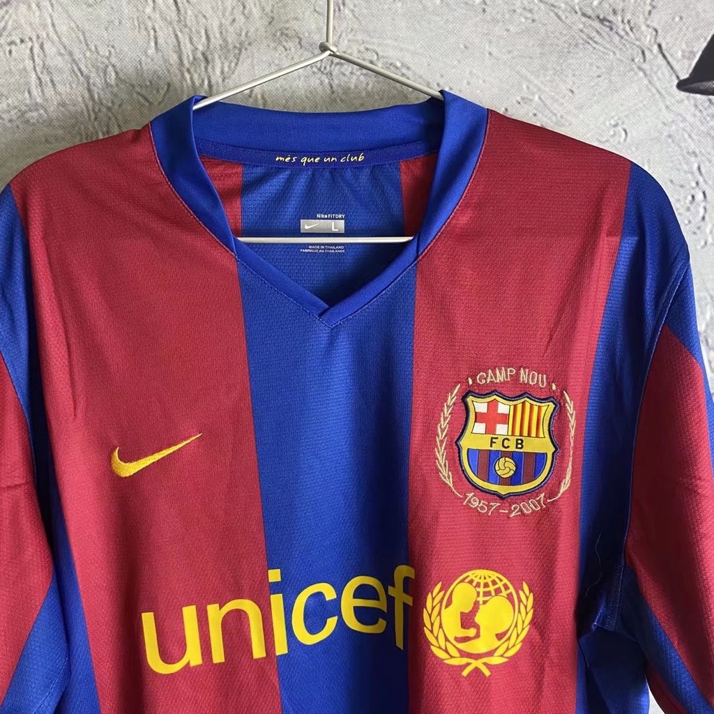 Áo Thun Bóng Đá Tay Ngắn Dài Phong Cách retro 07-08 Barcelona Cao Cấp