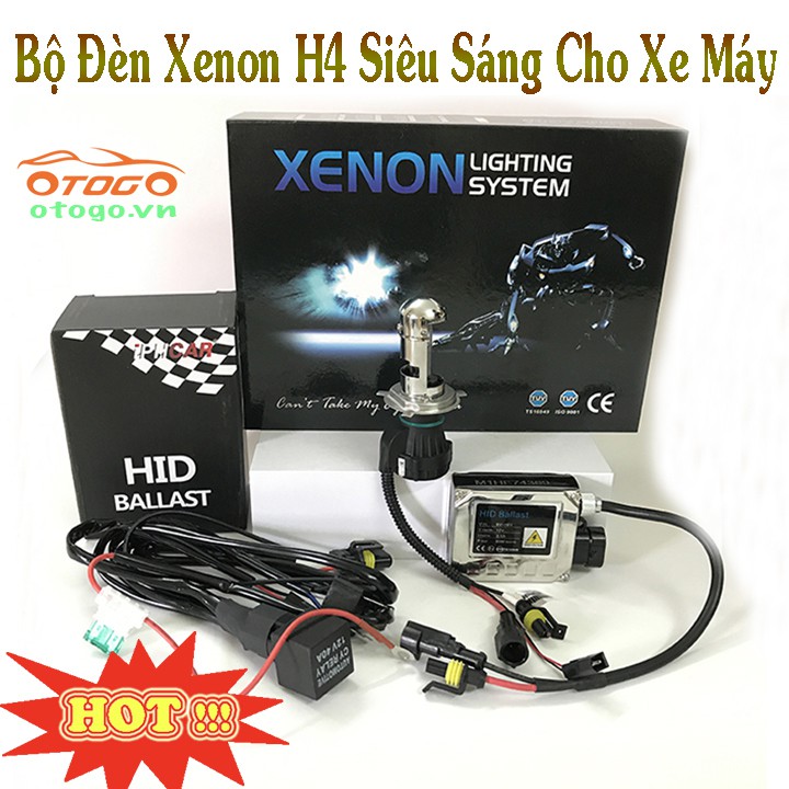 Bộ Đèn Xenon H4 Siêu Sáng Cho Xe Máy Có Pha Cos