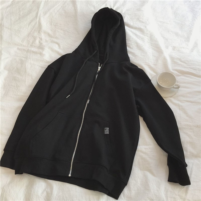 Áo Khoác Hoodie Cỡ Lớn Phối Khóa Kéo Sành Điệu Cho Nữ