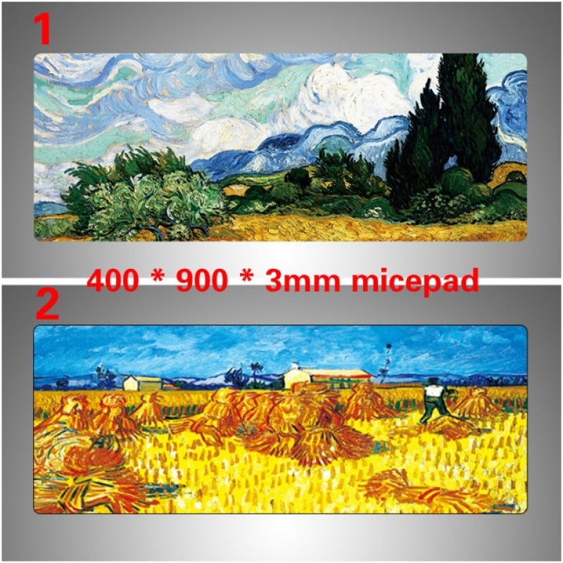 Thảm Lót Chuột Chơi Game Chống Trượt 400x900 X 3mm In Hình Tranh Sơn Dầu Van Gogh