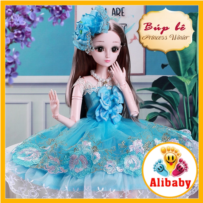 Búp bê Barbie 60cm váy hoa xanh phát nhạc có khớp quà sinh nhật đồ chơi cho bé gái E894