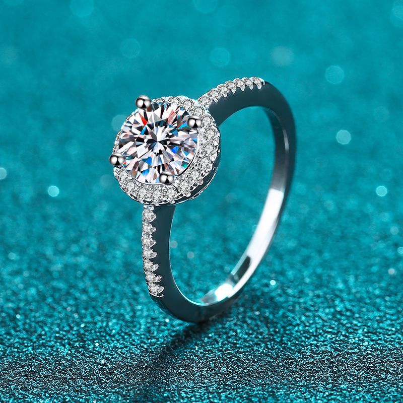 X-074 Nhẫn nữ bạc 925 Sterling 6,5mm Moissanite