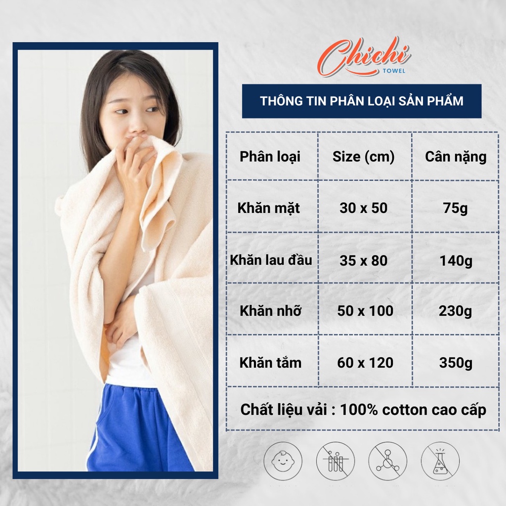 Combo 5 Khăn Mặt 30x50cm, Chất Liệu Cotton Dày Dăn, Mềm Mịn, Siêu Thấm Hút, Khổng Sổ Lông Phai Màu