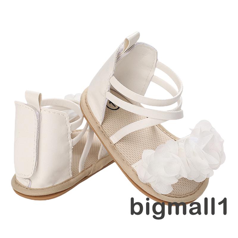 Bigmall-Xăng đan Công Chúa Đế Mềm Chống Trượt Họa Tiết Hoa Cho Bé Gái Sơ Sinh
