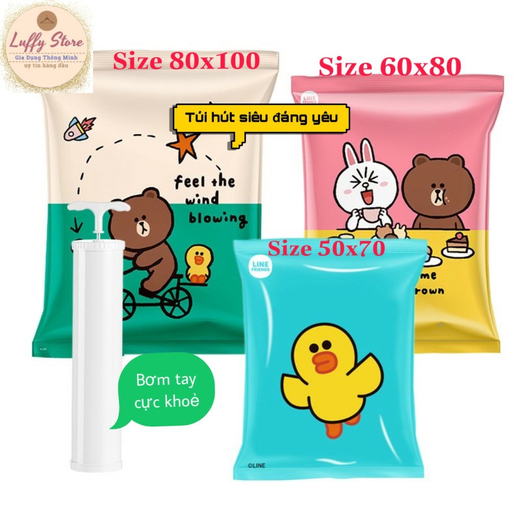 Túi hút chân không set 3 SIZE bọc đựng quần áo chăn màn mền giày dép xếp vali kèm bơm điện, Chống nấm mốc, gọn gàng