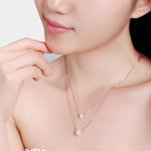 [Hàng Có Sẵn] [Hàng Có Sẵn]Dây Chuyền Hai Lớp Đính Đá Sang Trọng Cho Nữ