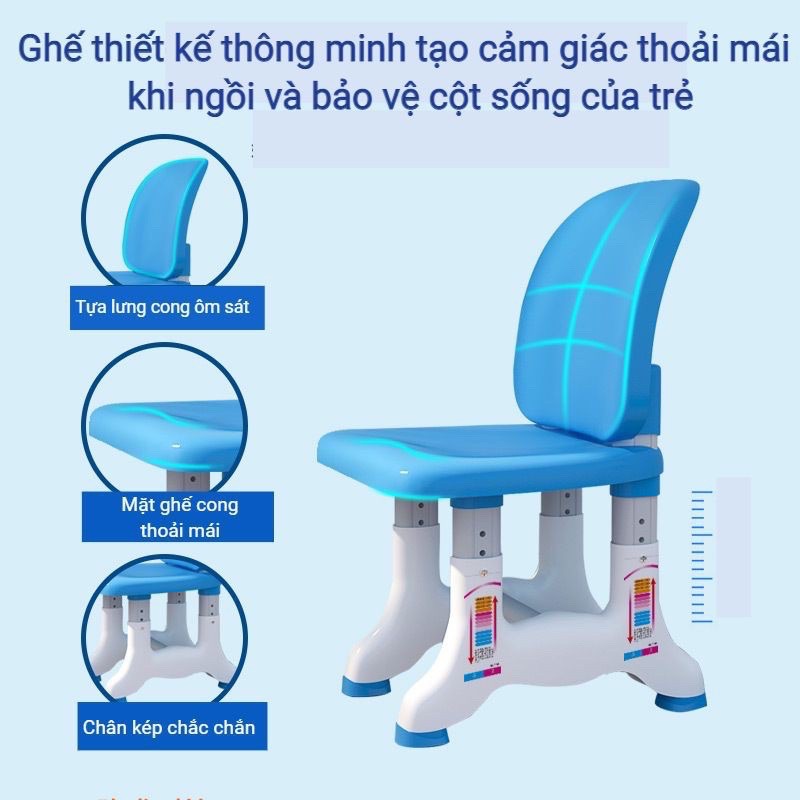 ( Y Hình ) Bàn Ghế Học Sinh Chống Gù, Chống Cận M4 ( Tặng kèm Đồng Hồ+ Giá đọc sách )