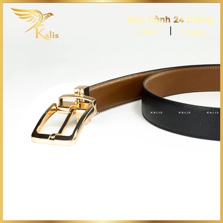 Dây Nịt Nam Da Thật Cao Cấp Xoay 2 Mặt  Da Bò Saffiano Chính Hãng KALIS Dây Lưng Thắt Thắc Lưng  Nam Đẹp Khóa Kim 2 Mặt