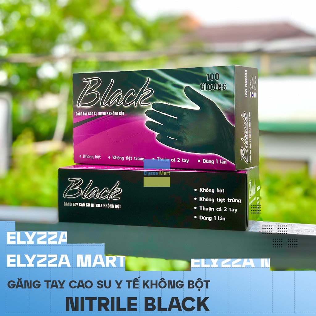 Găng Tay Y Tế Nitrile Màu Đen Không Bột HTC Black