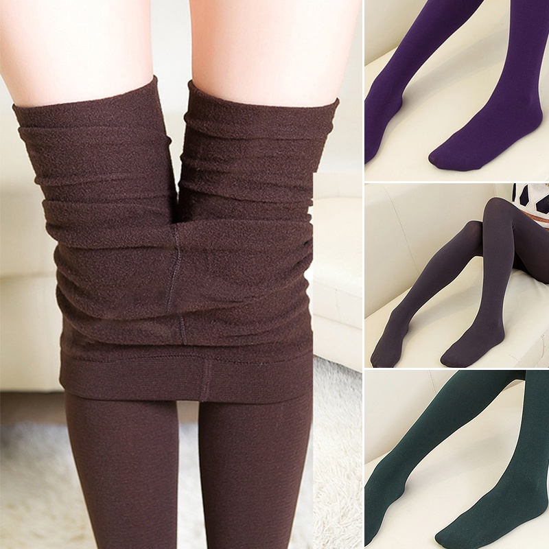 Quần tất legging thân tre dày màu trơn giữ ấm mùa thu đông mới dành cho nữ Suitable for 75-135 kg