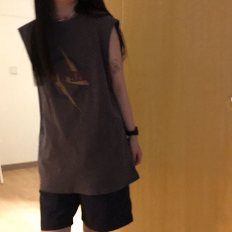 Áo Thun Thể Thao Sát Nách Form Rộng Phong Cách Đường Phố Nhật Bản Thời Trang Mùa Hè Cho Nữ