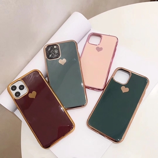 Ốp điện thoại viền mềm màu trơn họa tiết trái tim cho i 12 Pro Max Mini 11 Pro Max X XS Max XR 8 7 6S Plus