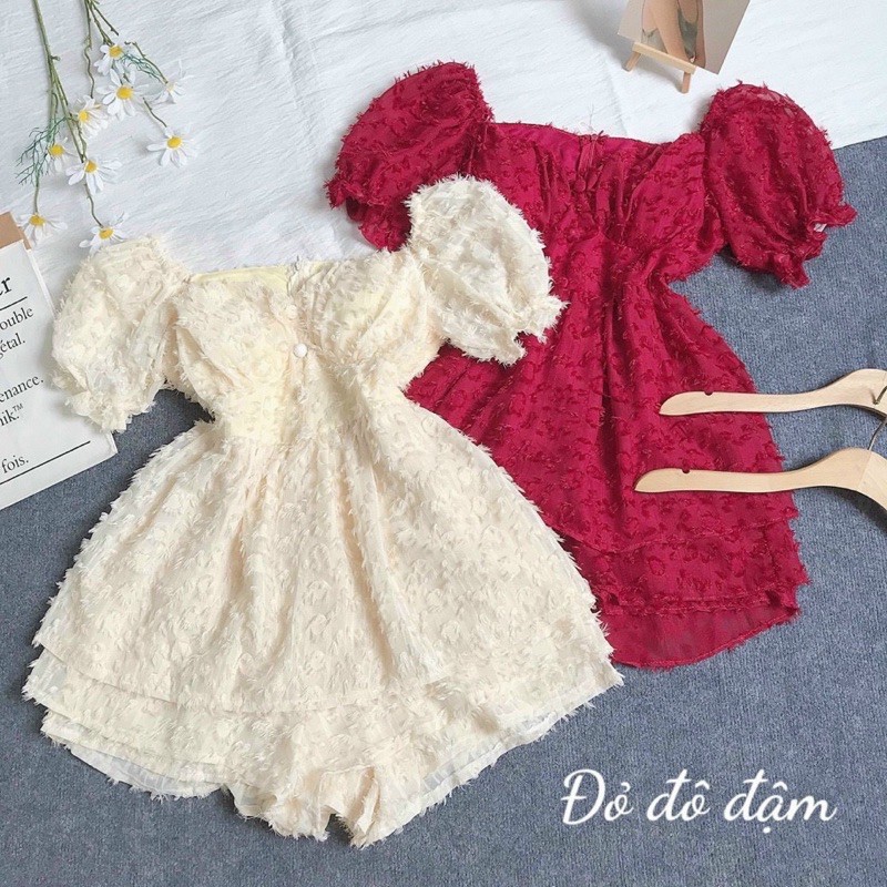 JUMPSUIT BÔNG VẢI KEM - HỒNG - ĐỎ