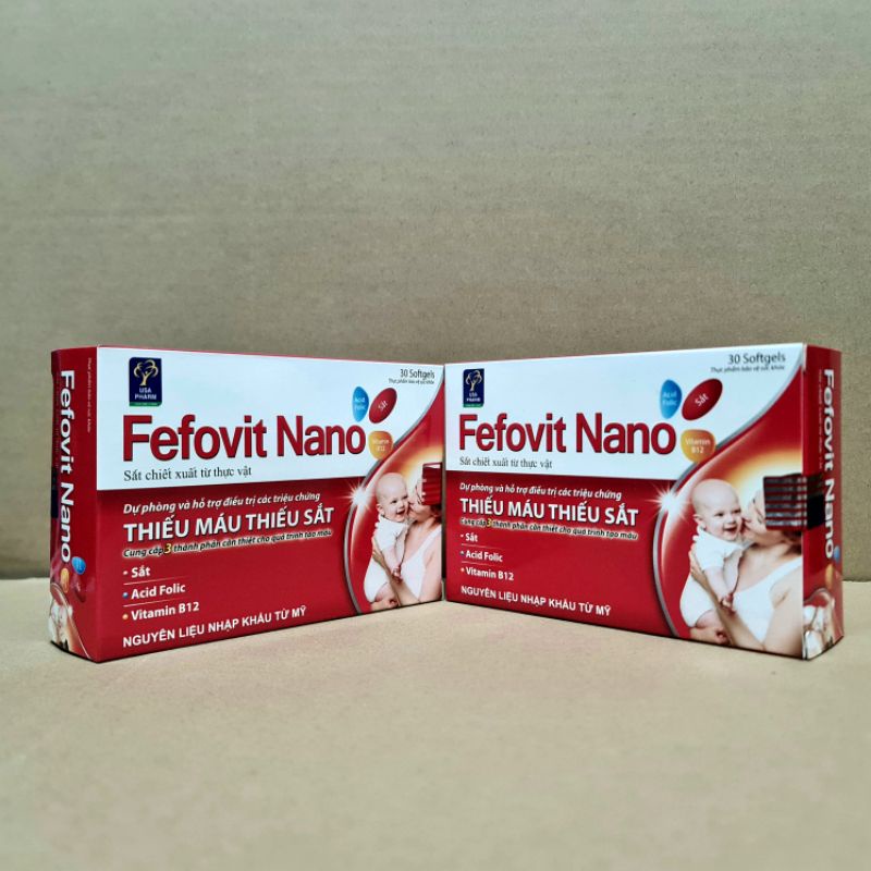 Fefovit Nano Bổ Sung Sắt, Tăng Cường Lưu Thông Máu Cho Phụ Nữ Mang Thai Hộp 30 viên