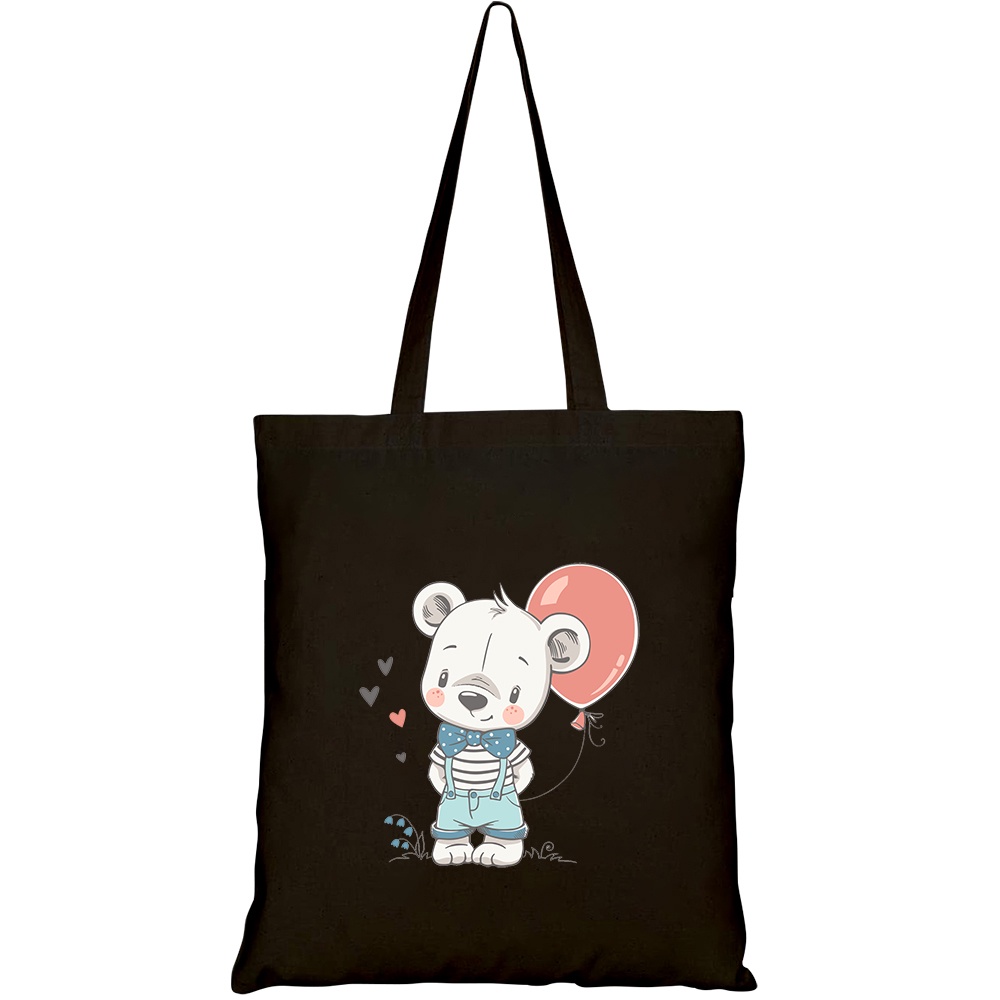 Túi vải tote canvas HTFashion in hình Gấu con chơi bóng HT275