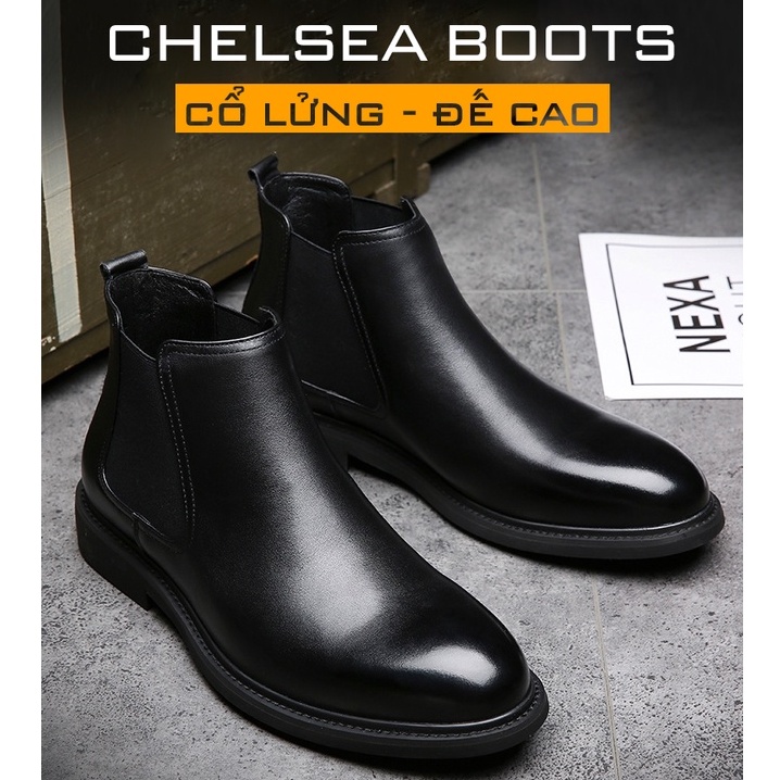 [TẶNG TẤT CAO CỔ] Giày Chelsea Boots Mũi Tròn da cao cấp, Giày Chelsea Boots đen classic dễ phối đồ, size 38-44 | BigBuy360 - bigbuy360.vn