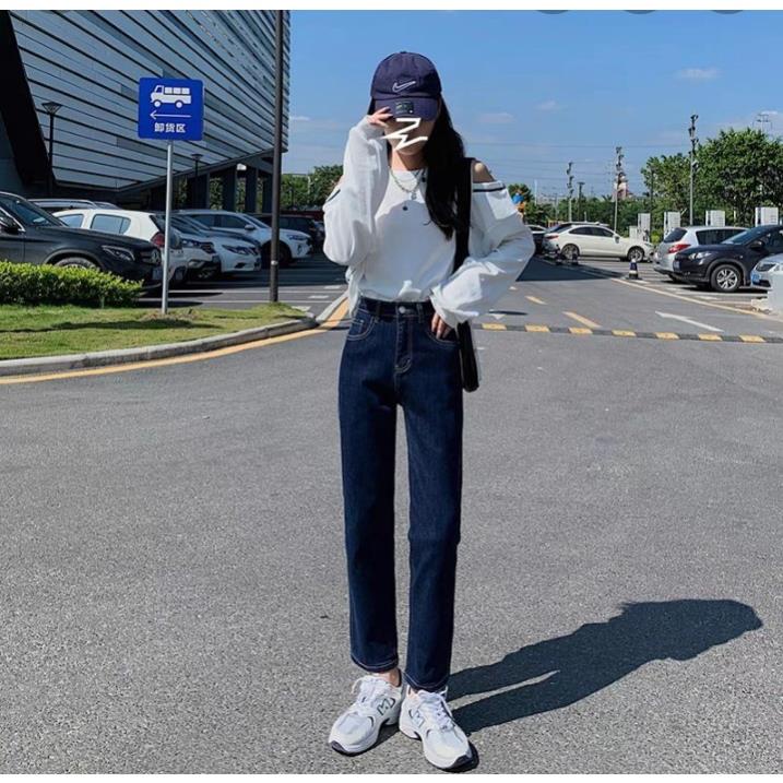 Quần jean bò ống rộng suông xuông nữ jeans cạp cao phong cách Hàn Quốc sành điệu style năm 2022 HoHaJean22