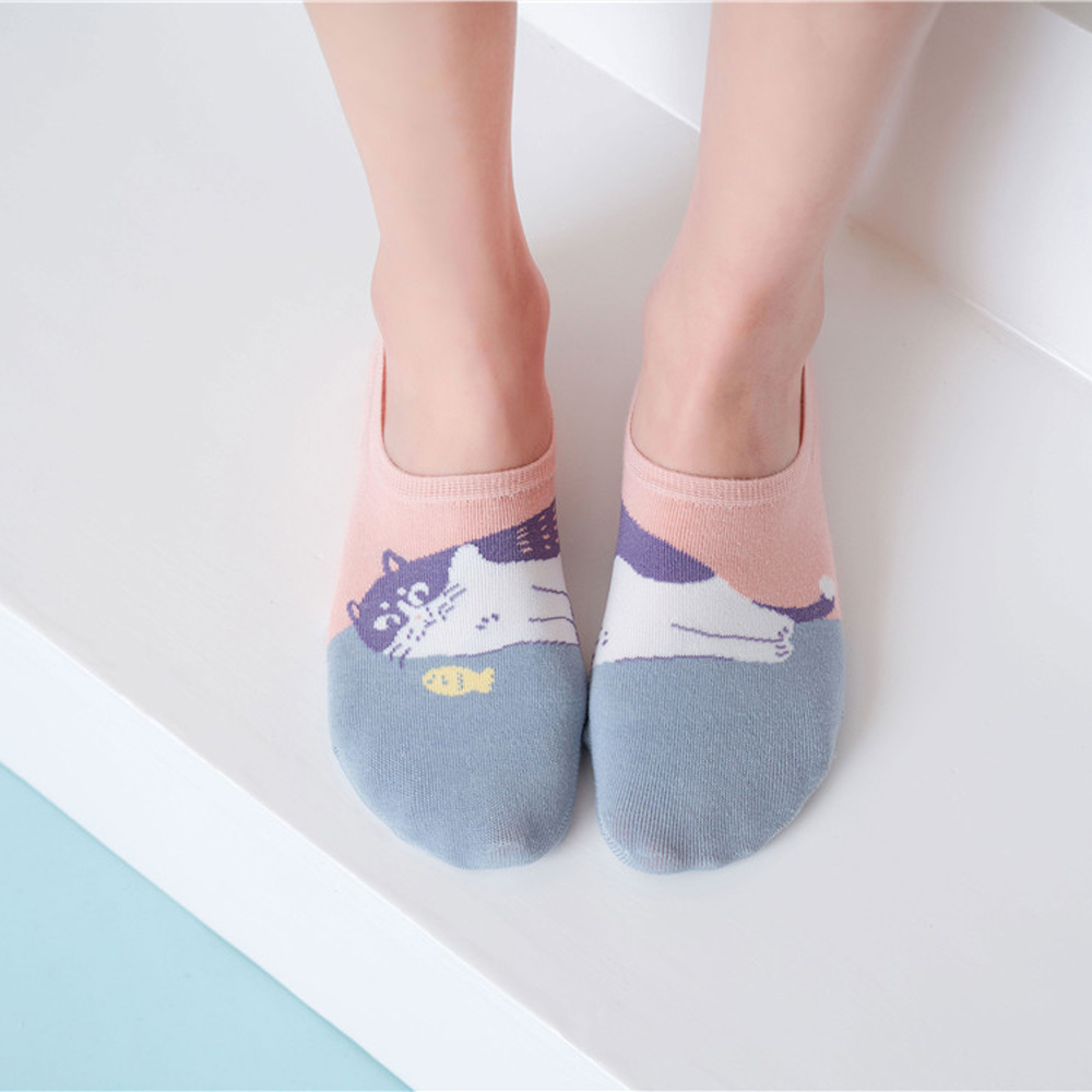 Vớ Cotton Co Giãn Thoáng Khí In Hình Mèo Đáng Yêu Cho Nữ | BigBuy360 - bigbuy360.vn