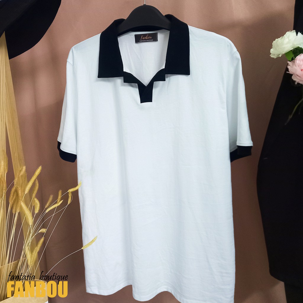 Áo thun polo nam tay ngắn cổ phối viền màu in logo | BigBuy360 - bigbuy360.vn