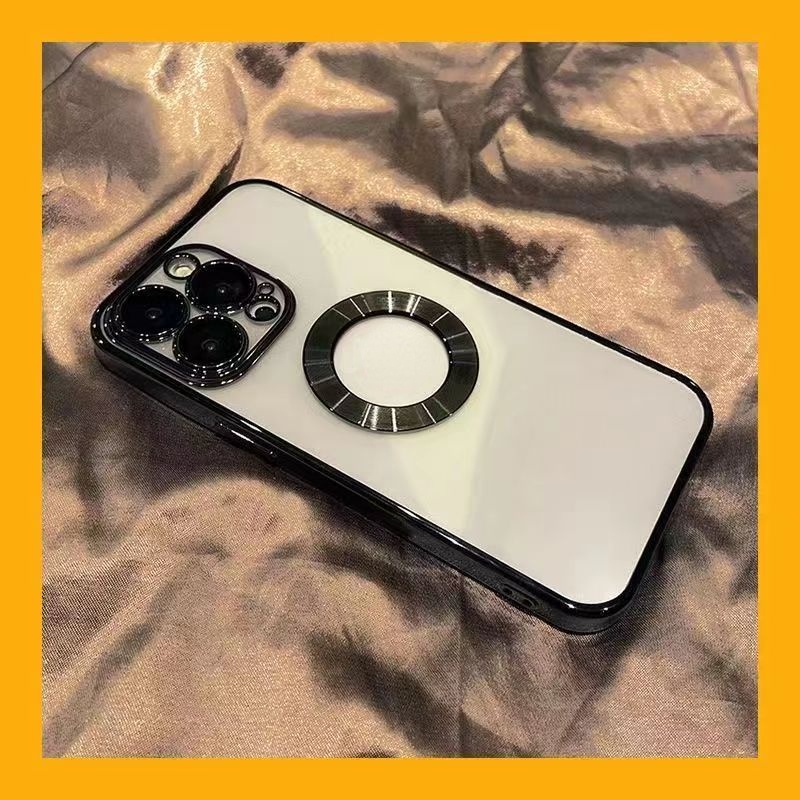 Ốp Điện Thoại Silicon Mềm Trong Suốt Có Vòng Kim Loại Sang Trọng Cho for iphone 14 Pro Max 12 11 Pro XR XS Max