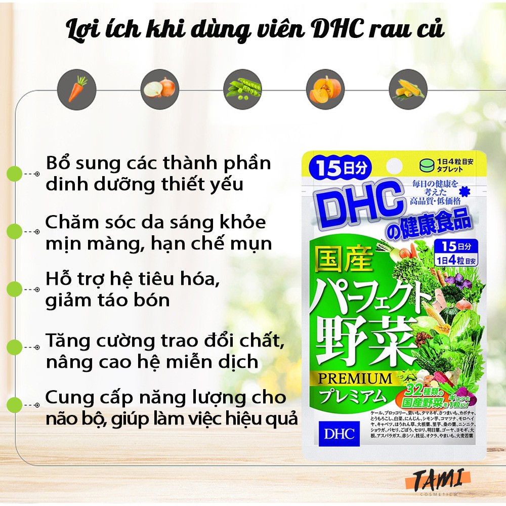 Viên uống rau củ DHC Nhật Bản bổ sung chất xơ, giảm nổi mụn, làm đẹp da thực phẩm chức năng 90 ngày TM-DHC-VEG90