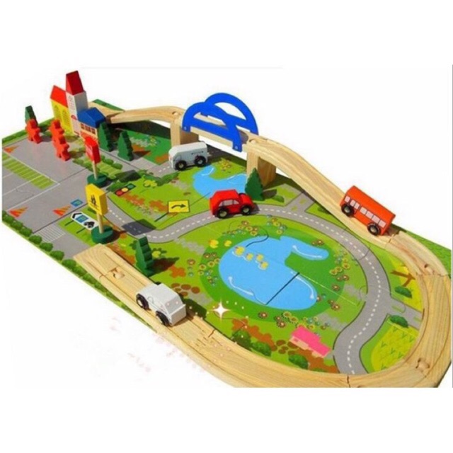 [Mã LIFE0503TOYS1 giảm 10% đơn 150k] Bộ Lắp Ghép Mô Hình Giao Thông Thành Phố Bằng Gỗ Tặng Tranh Cát Loại Lớn