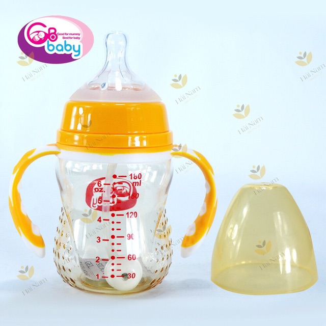 Bình sữa GB- Baby 180ml tay cầm, cổ rộng có van chống sặc cho bé