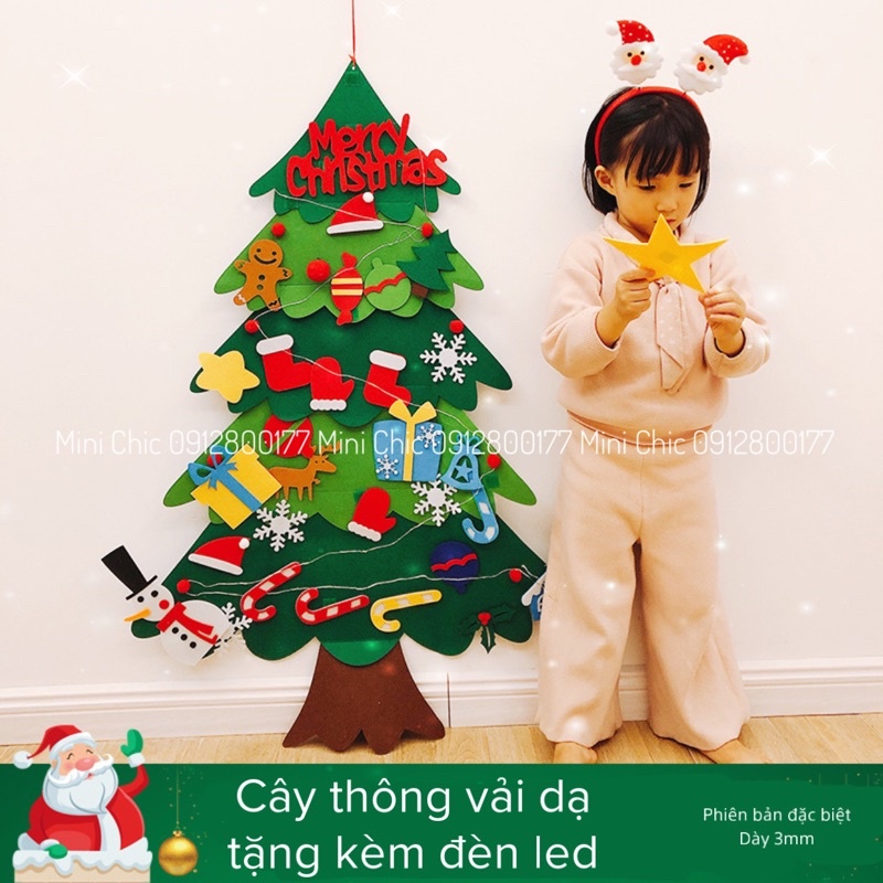 Cây thông vải dạ kèm đèn led