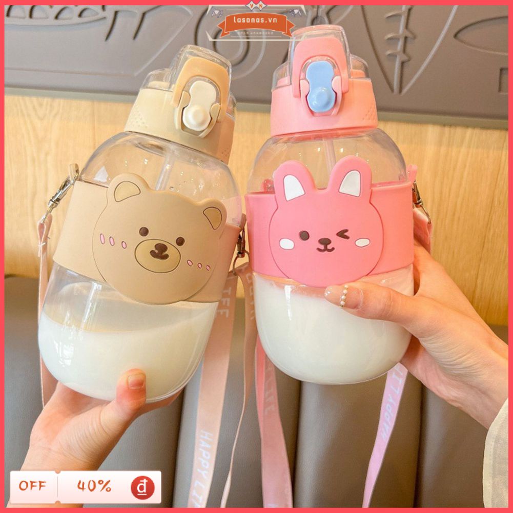 Cá Tuyết Mùa Hè Dễ Thương 1000Ml Hoạt Hình Patten Kid Cho Bé Uống Nước Ống Hút Cốc Có Sling