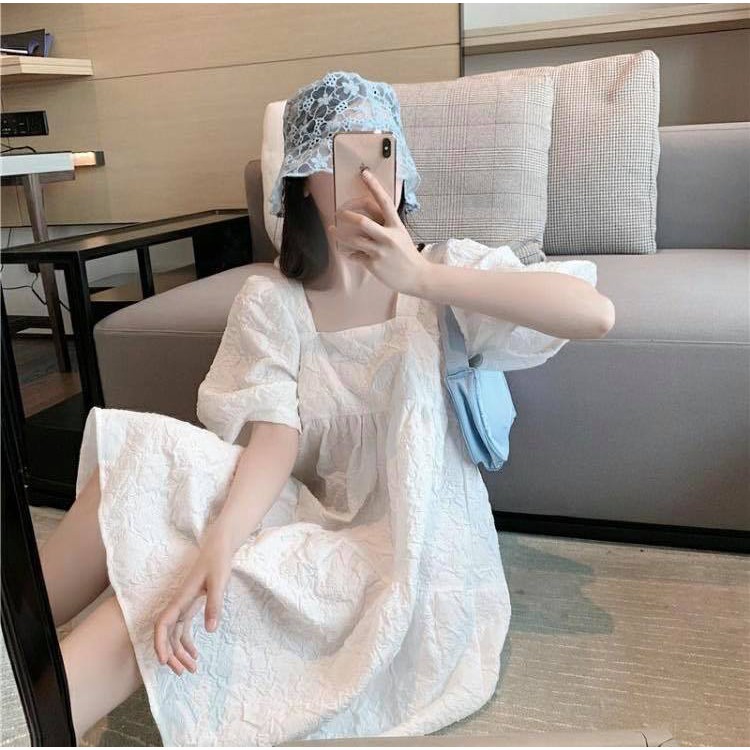 [Mã FAGREEN1505 giảm tới 30K đơn 99K] Anna Dress - Đầm xốp cổ vuông tay phồng | BigBuy360 - bigbuy360.vn