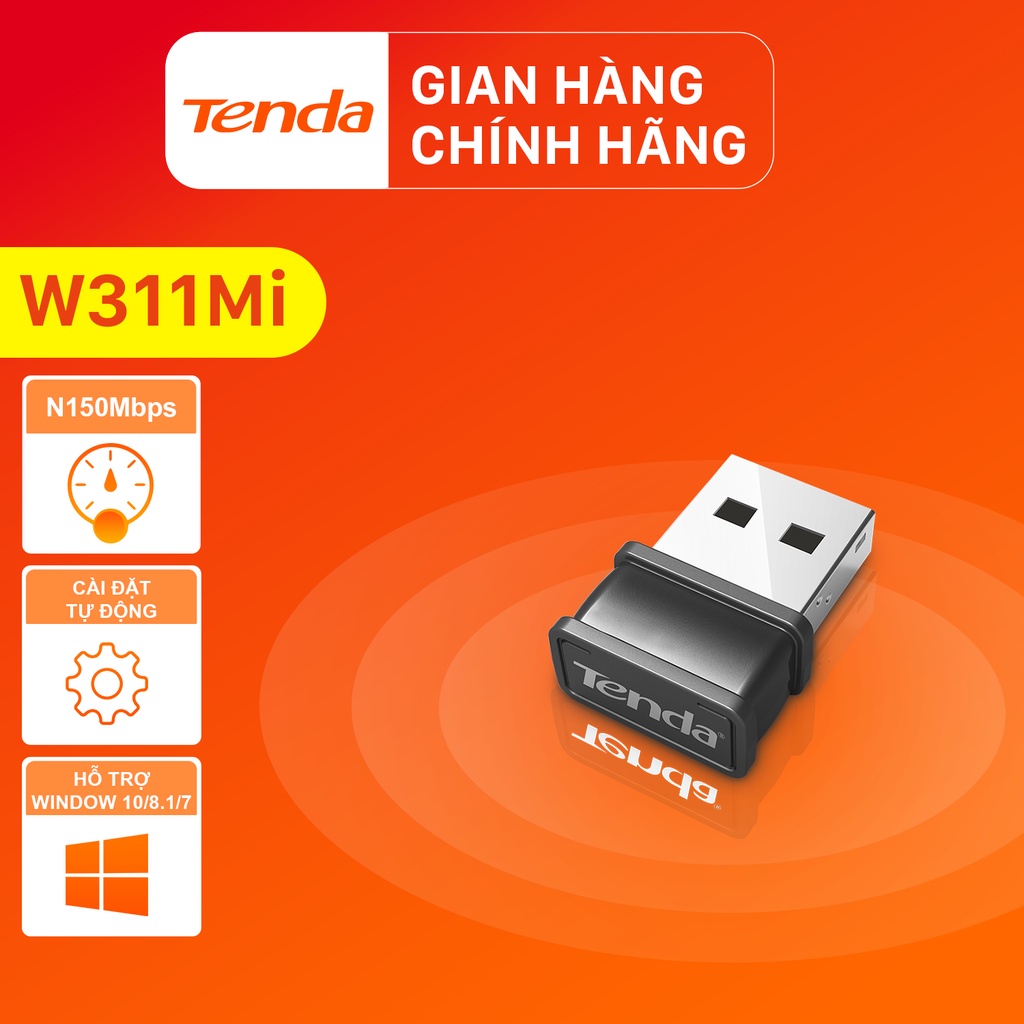 Tenda USB kết nối Wifi W311Mi chuẩn N tốc độ 150Mbps - Hãng phân phối chính thức