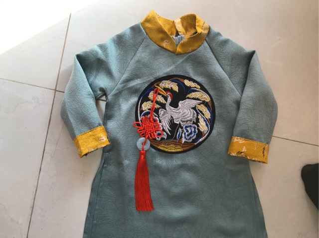 Áo dài gấm ngọc hạc bé trai 10-28kg