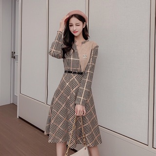 Váy gucci dài tay kèm thắt lưng 2020