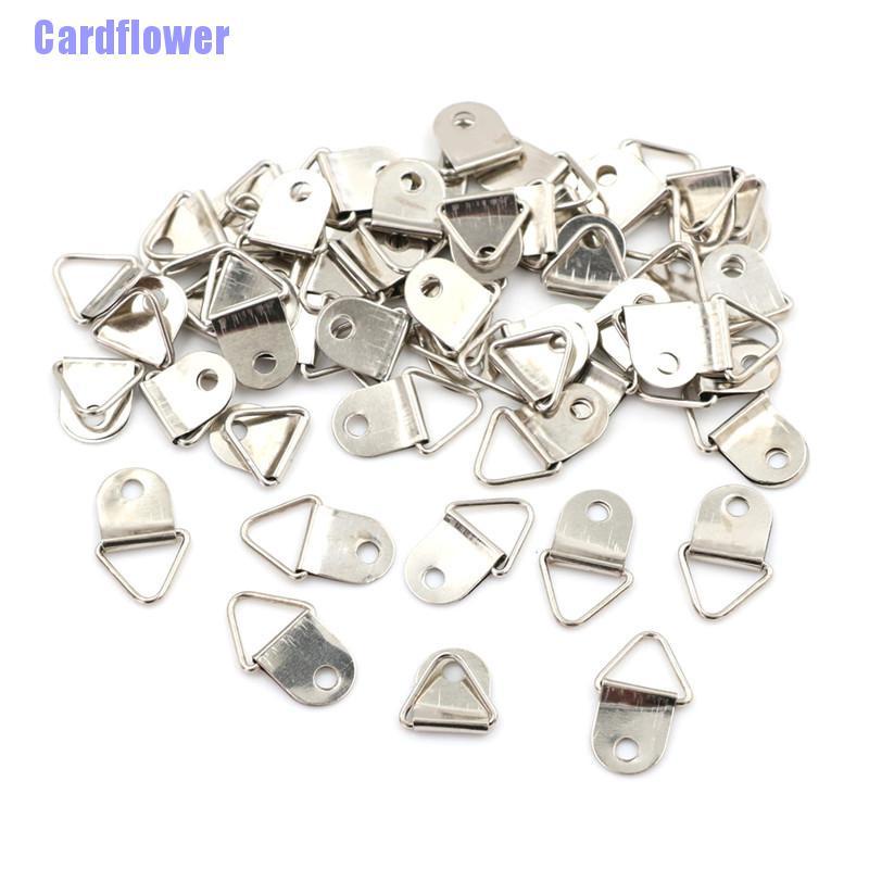 Cardflower  50pcs Silver Triangle Mirror Hangers Strap D-Ring Hanging Picture Frame Hooks