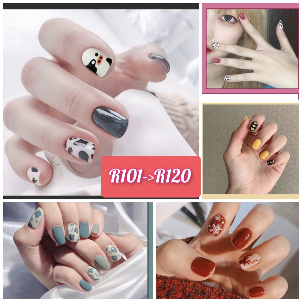 Set 24 móng giả nghệ thuật nhiều kiểu độc đáo R101-&gt;R120