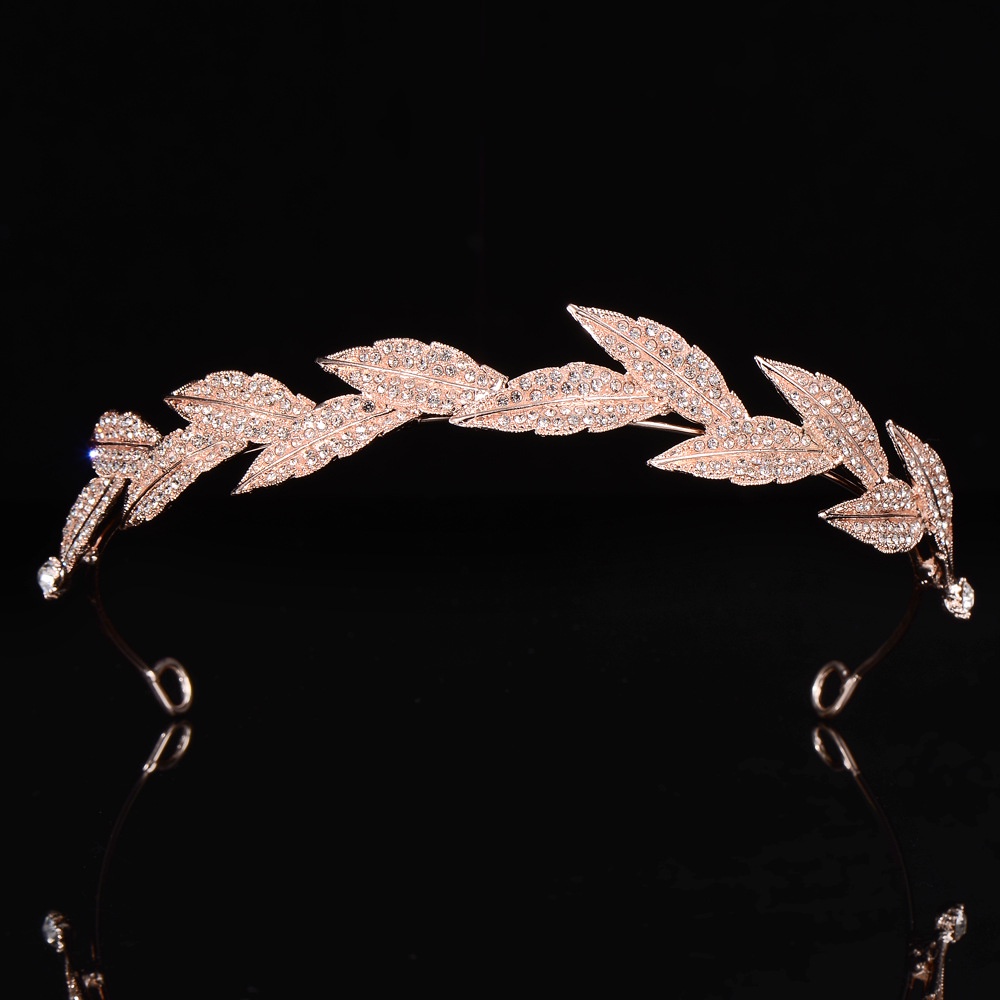 Vương Miện Cài Tóc Màu Vàng Hồng Thiết Kế Đơn Giản Cho Cô Dâu