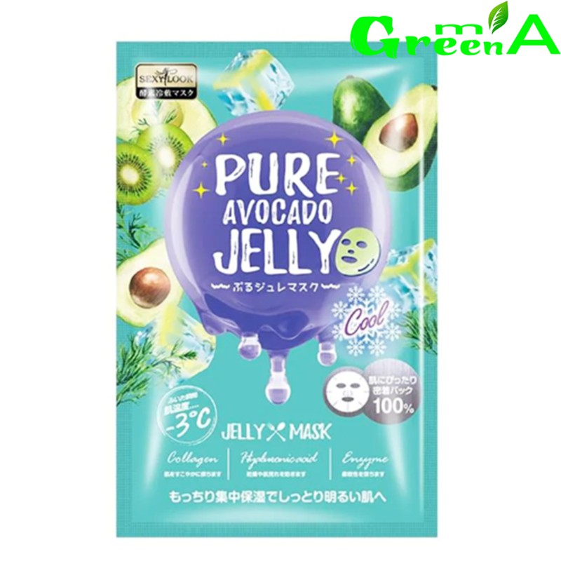Mặt nạ thạch trái cây Bơ mát lạnh Pure Jelly Mask Sexylook Đài Loan dịu mụn cải thiện lỗ chân lông to