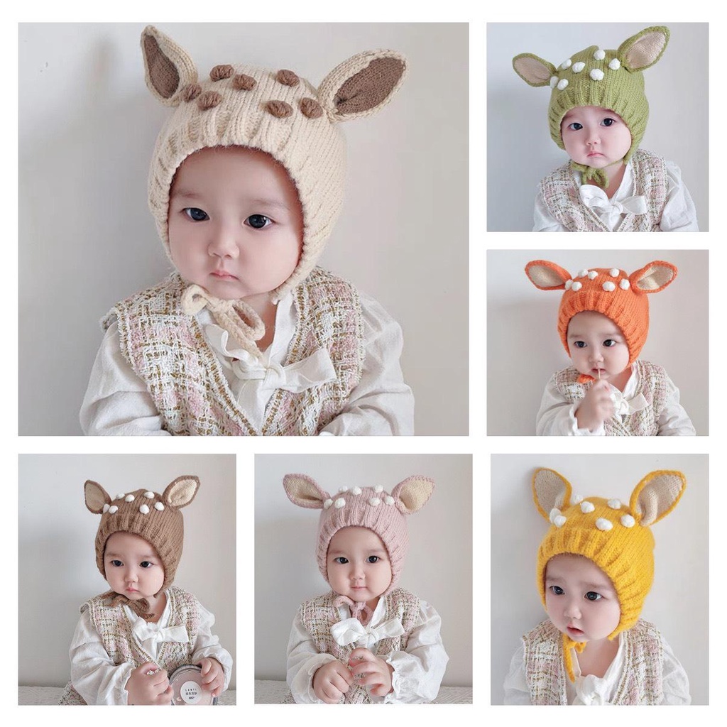 Mũ len tai Nai đáng yêu cho bé có lót 1 lớp cotton mềm, co giãn tốt có dây buộc (5-24 tháng)