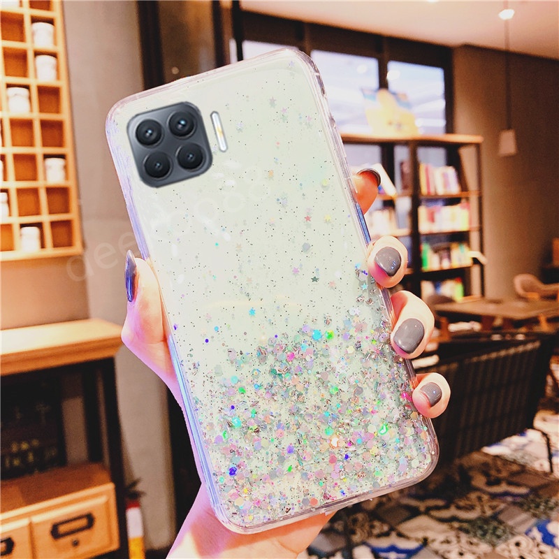 Ốp Điện Thoại TPU Trong Suốt Phối Kim Tuyến Cho OPPO A93 A16 A15S A15 A74 A54 5G 4G
